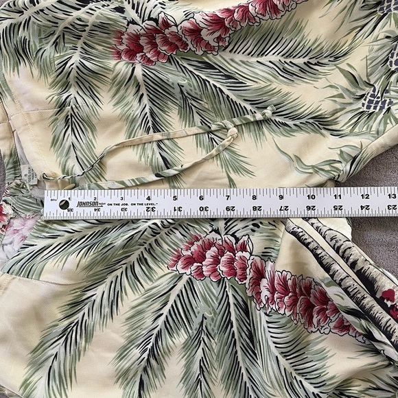 100% Silk Hawaiian Tropical Palm Tree Print Pants Womens size 8 Vacation Cruise - Picture 9 of 10
